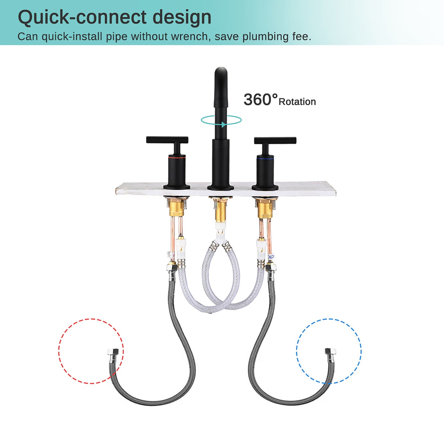 Widespread Bathroom Sink Faucet With Pop Up Drain And Brass Construction - Matte Black Daily Nest