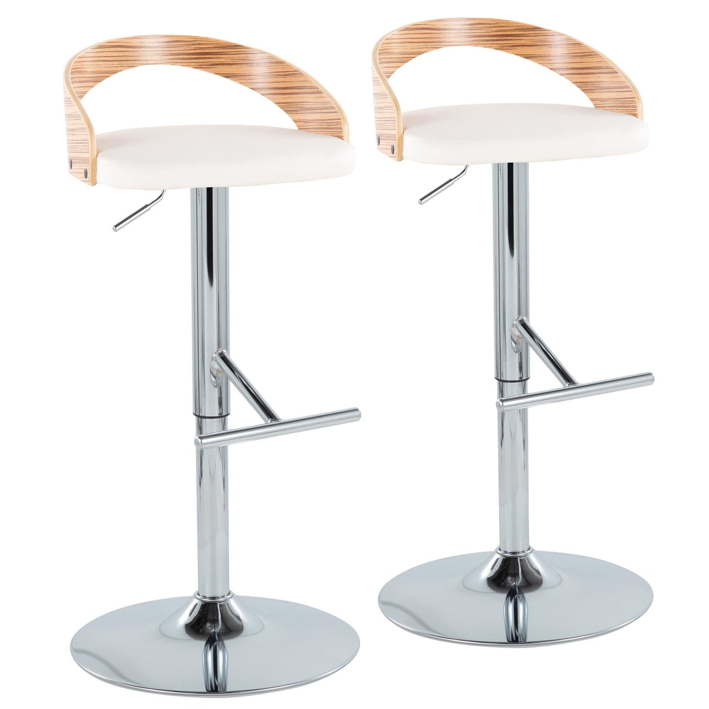 Grotto - Contemporary Adjustable Height Barstool With Swivel With Straight T Footrest (Set of 2) Lumi Source
