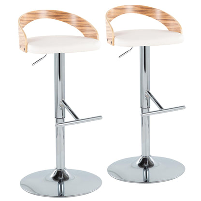 Grotto - Contemporary Adjustable Height Barstool With Swivel With Straight T Footrest (Set of 2) Lumi Source