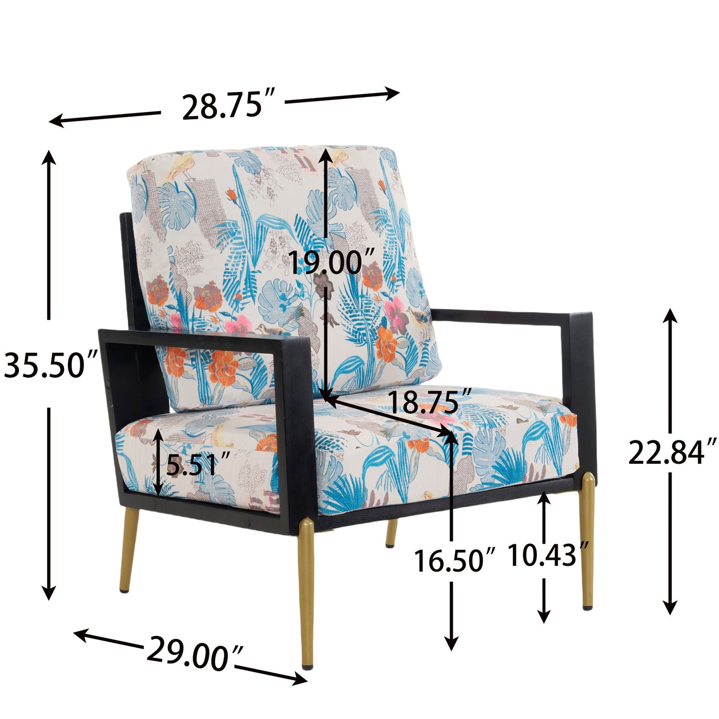 Modern Armchair With Solid Wood Frame Noble House