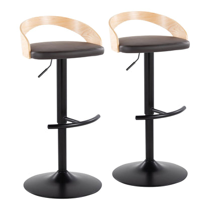 Grotto - Contemporary Adjustable Barstool With Swivel & Rounded T Footrest (Set of 2) Lumi Source