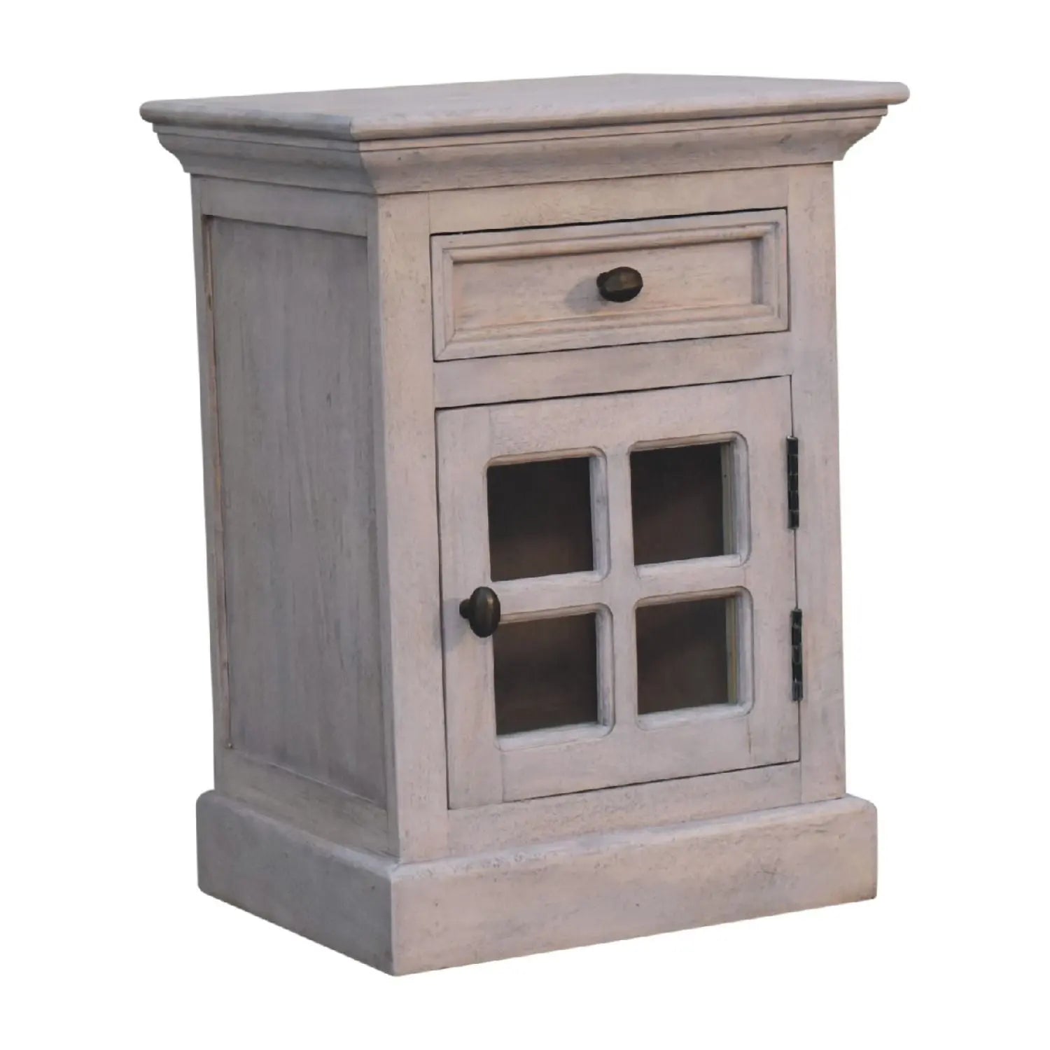 Glazed Bedside Table - Stone White Artisan Furniture