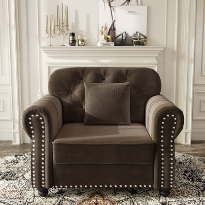 Upholstered Sofa With Nailhead Trim And Rolled Armrests Home Essentials