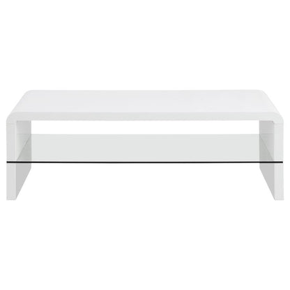 Airell - Rectangular Coffee Table With Shelf - White High Gloss