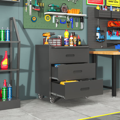 Heavy Duty Metal Storage Cabinet With Wheels 3 Drawer Tool Cabinet For Garage, Office, And Home Organizer Solutions Daily Nest