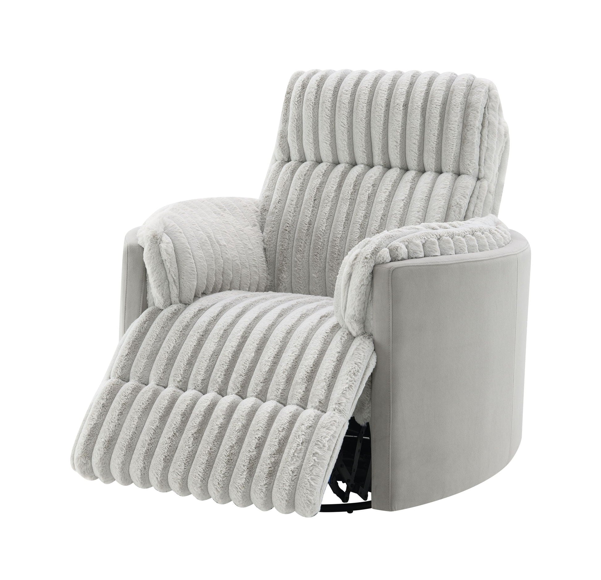 Emee - Corduroy Glider Recliner With Swivel - Gray Acme