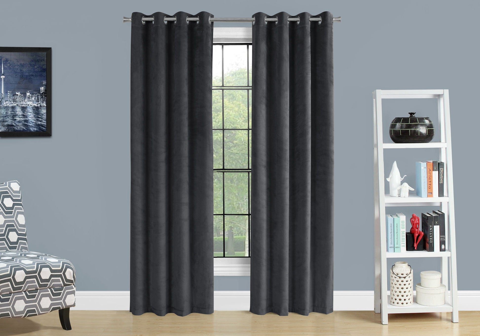 2 Pieces Set, Curtain Panel, Room Darkening, Grommet, Contemporary & Modern 8th Street