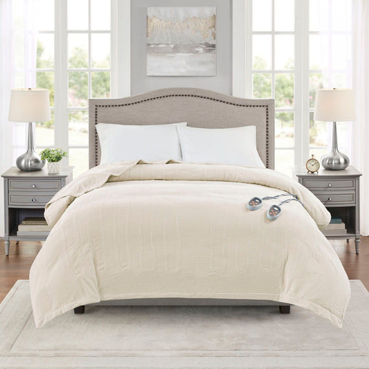 Electric Micro Fleece - Twin Heated Blanket - Ivory Beautyrest