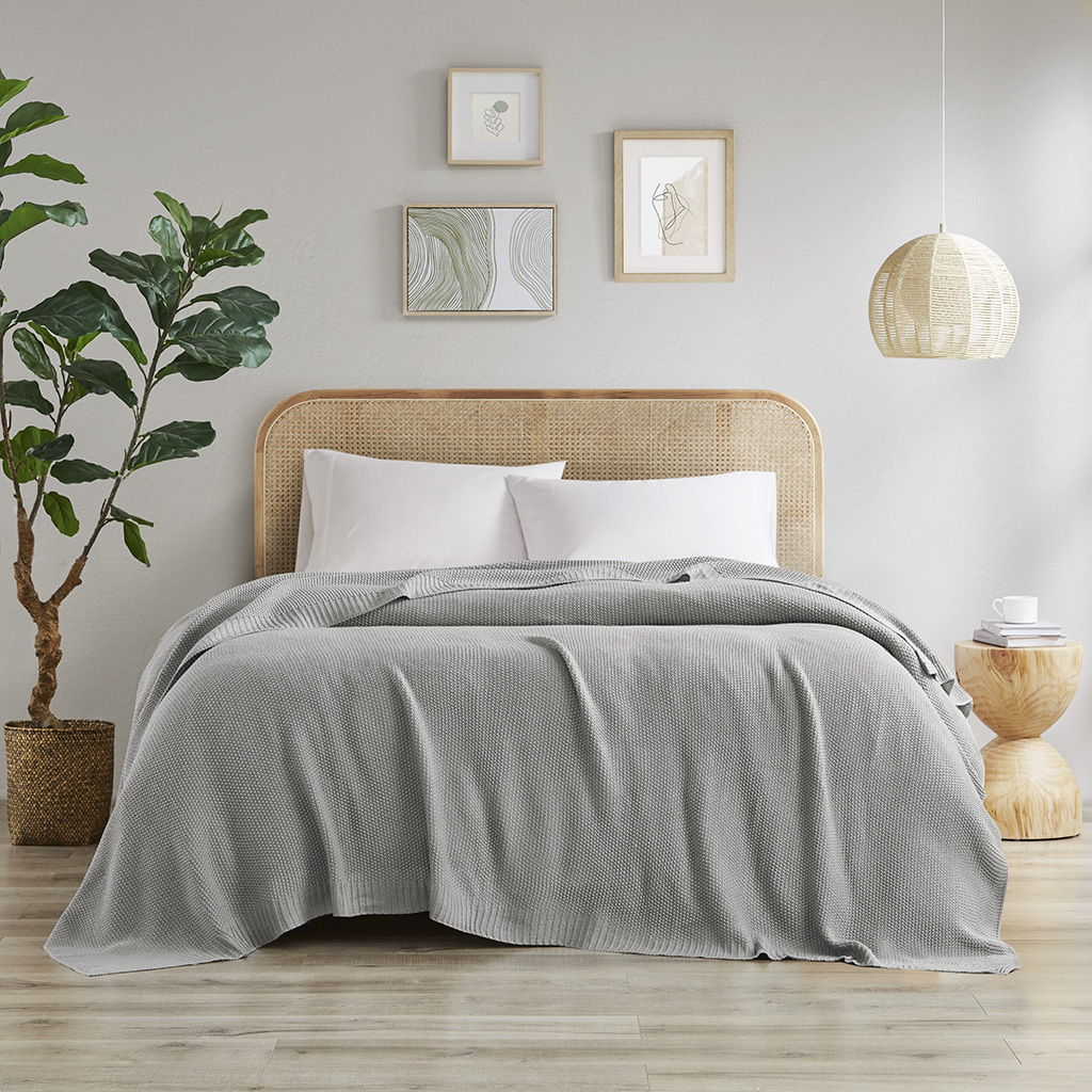 Bree Knit Blanket - Gray INK+IVY