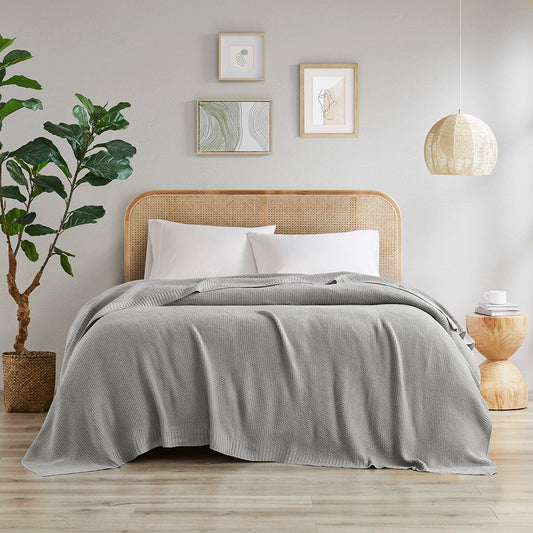 Bree Knit Blanket - Gray INK+IVY