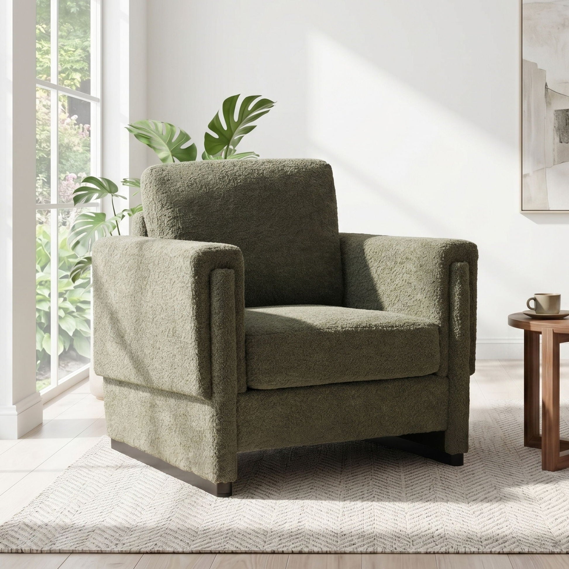 Upholstered Accent Armchair With Square Arm Hearth and Haven