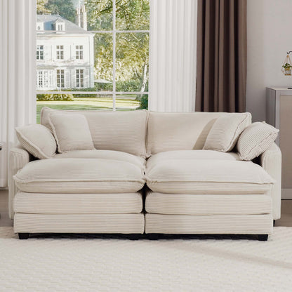 Modern Oversized Modular Cushion Sofa With Ottoman, Low Back, Deep Seating Sofa Set Home Essentials