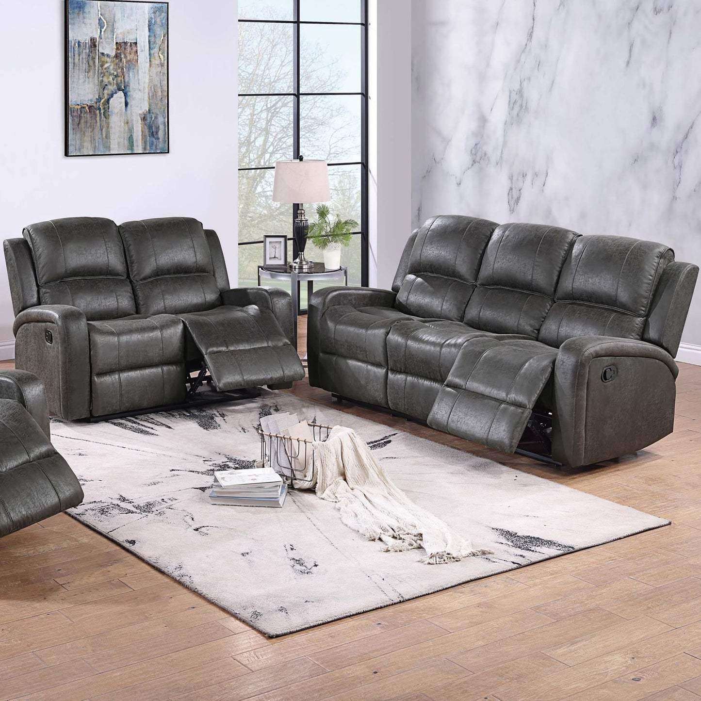 Modern Living Room Set With Square Armrest, Cushion Backrest Home Essentials