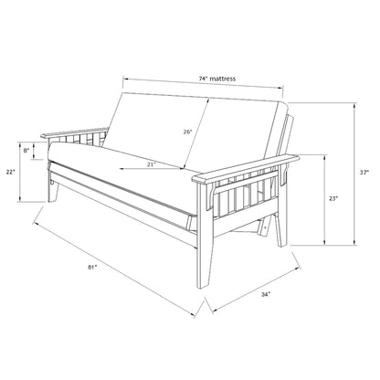 Montana - Full Size Futon Frame - Aqua Home Essentials