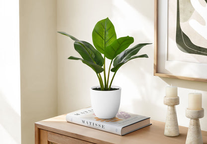 17" Tall, Artificial Plant, Aureum, Indoor, Faux, Fake, Table, Greenery, Potted, Real Touch, Decorative - Green / White 8th Street