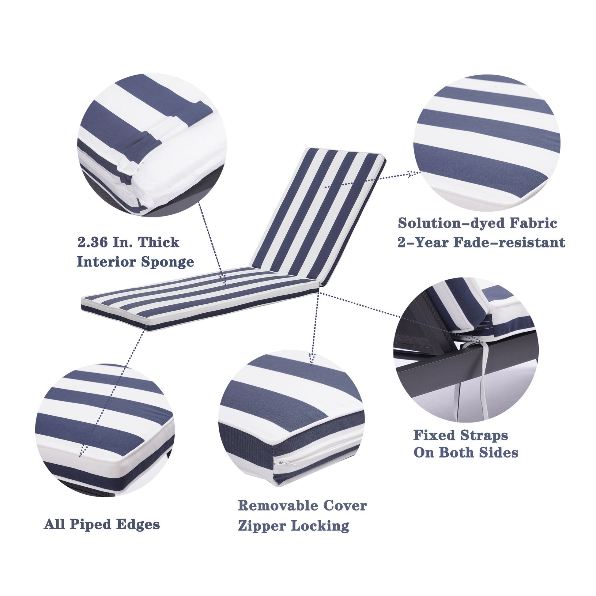 Outdoor Lounge Chair Cushion Replacement Patio Funiture Seat Cushion Chaise Lounge Cushion Home Essentials