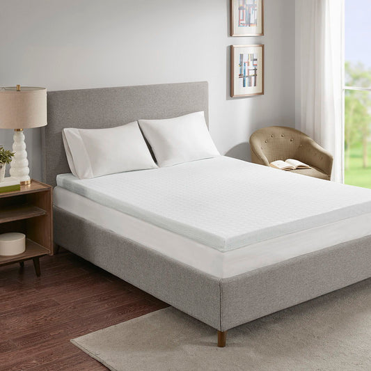 Queen Gel Memory Foam Cover Mattress Topper With 3M Moisture Management - White Sleep Philosophy