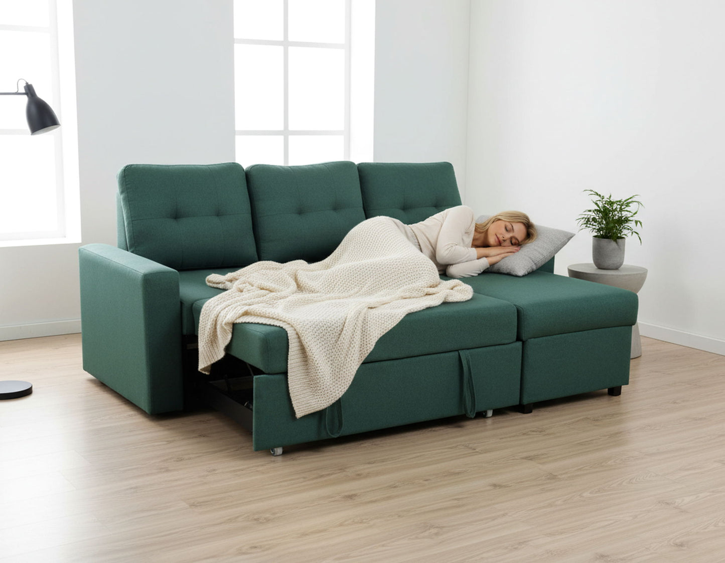 Convertible L Shaped Sectional Sleeper Sofa Bed, Saving Pull Out Couch US Pride