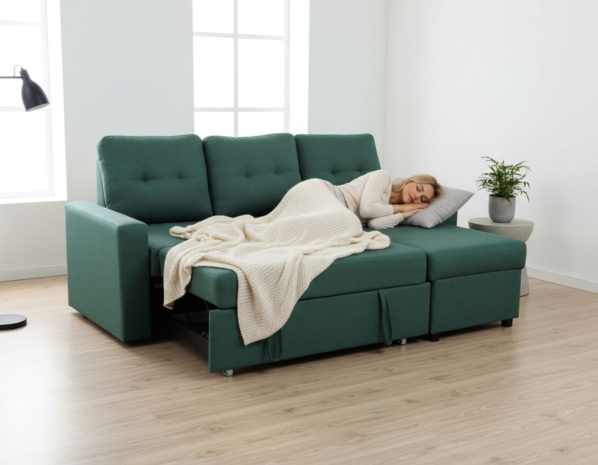 Convertible L Shaped Sectional Sleeper Sofa Bed, Saving Pull Out Couch US Pride