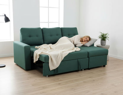 Convertible L Shaped Sectional Sleeper Sofa Bed, Saving Pull Out Couch US Pride