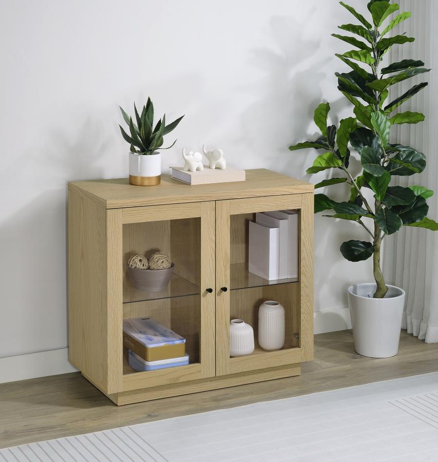 Tilbury - 2-Door Glass Front Accent Display Cabinet - Light Oak Coaster Fine Furniture