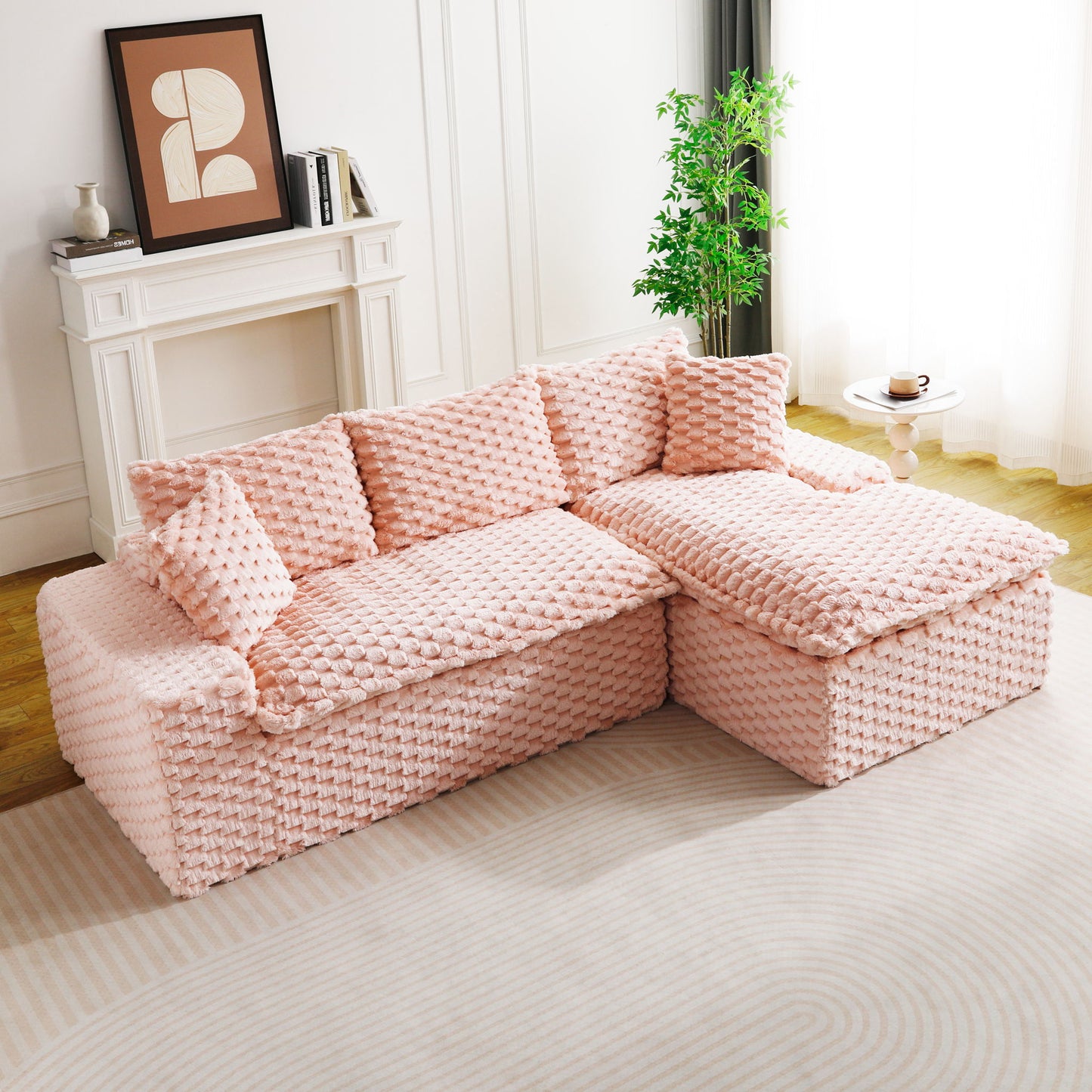 Modular Sofa, Convertible Twin Seat With Chaise Lounge Home Essentials