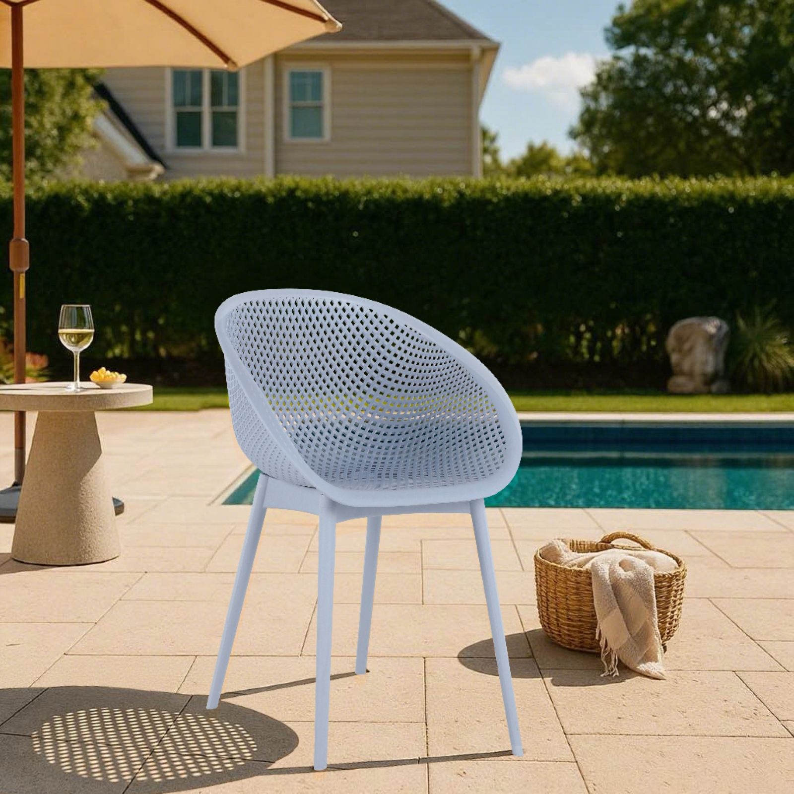 2 Piece Durable Single Chair With Mesh Hollow Out Design Home Essentials