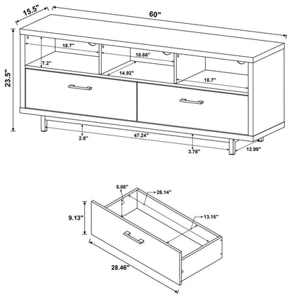 Casey - 2-Drawer Engineered Wood 60" TV Stand CoasterEssence
