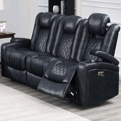 Power Reclining Sofa With Adjustable Headrest - Inky Blue Home Essentials