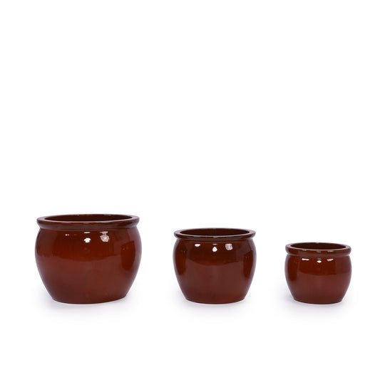 3 Pieces Ceramic Flowerpot, Planter For Patio, Garden Or Windowsills Daily Nest
