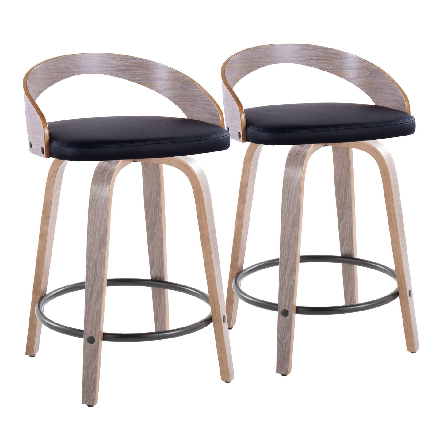 Grotto - Contemporary Fixed Height Counter Stool & Swivel With Round Footrest (Set of 2) Lumi Source