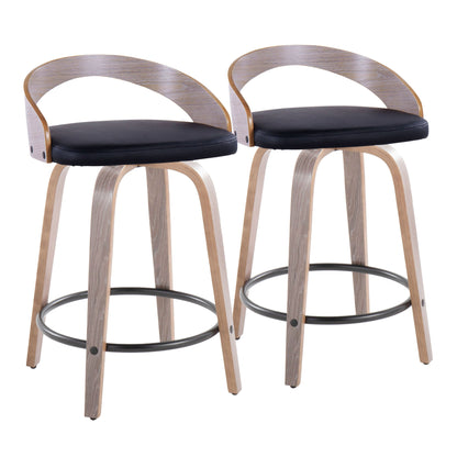 Grotto - Contemporary Fixed Height Counter Stool & Swivel With Round Footrest (Set of 2) Lumi Source