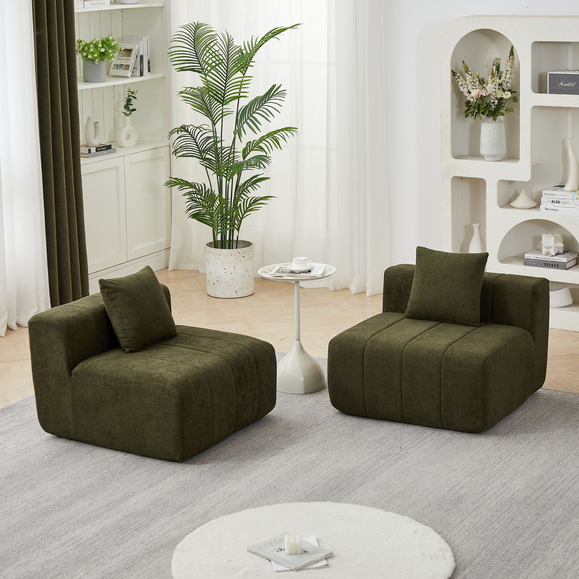 Modular Sectional Sofa With 2 Pillows, Symmetrical Design Home Essentials