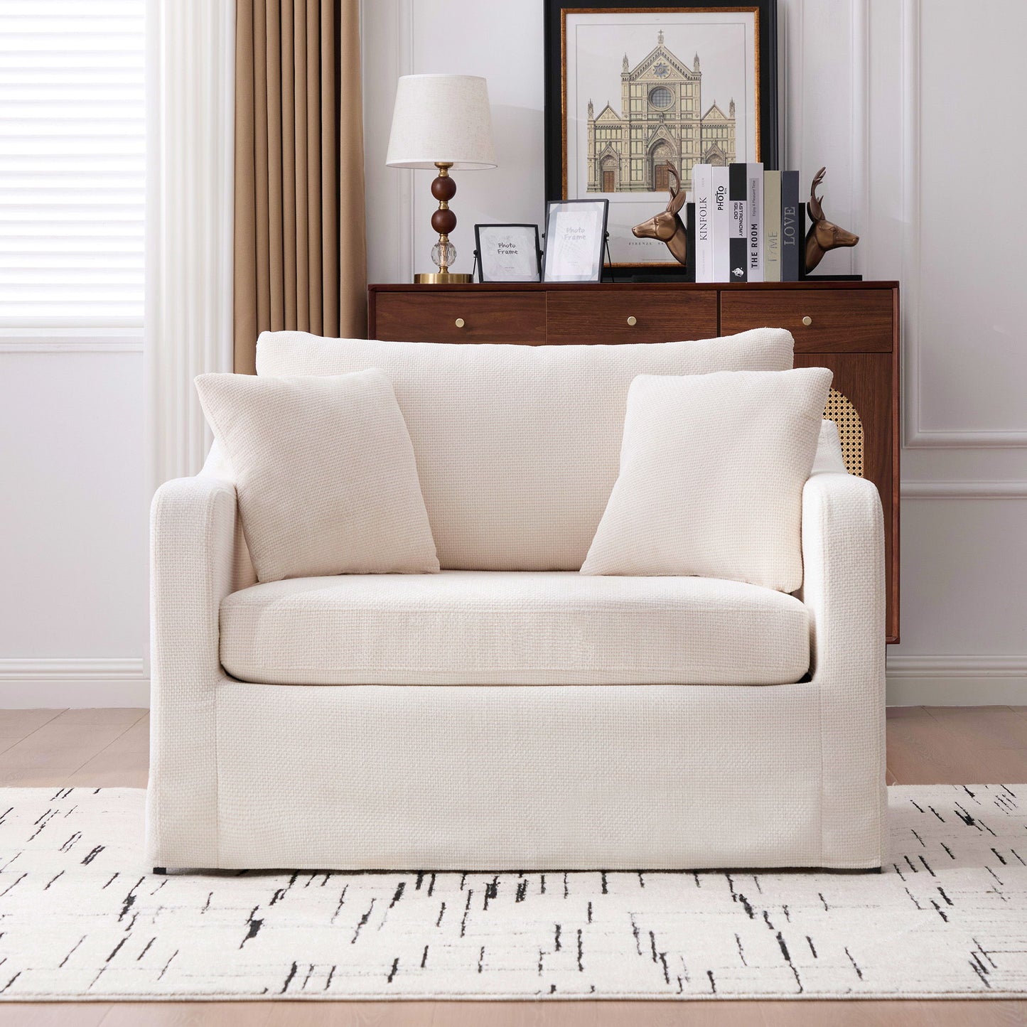 Farmhouse Accent Chair With 2 Bolster Pillows Home Essentials