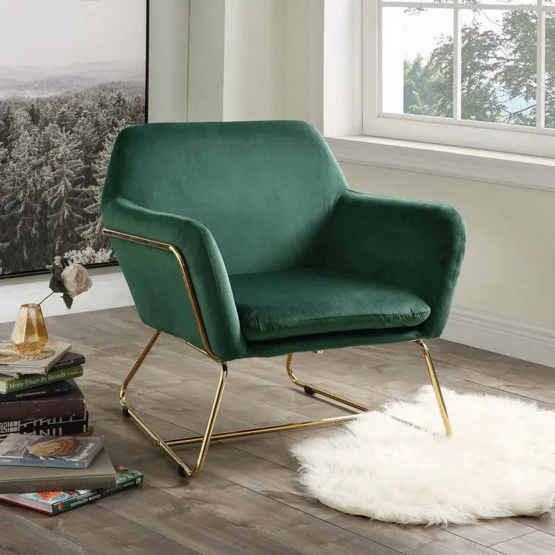 Keira - Velvet Accent Chair With Metal Base Lilola Home