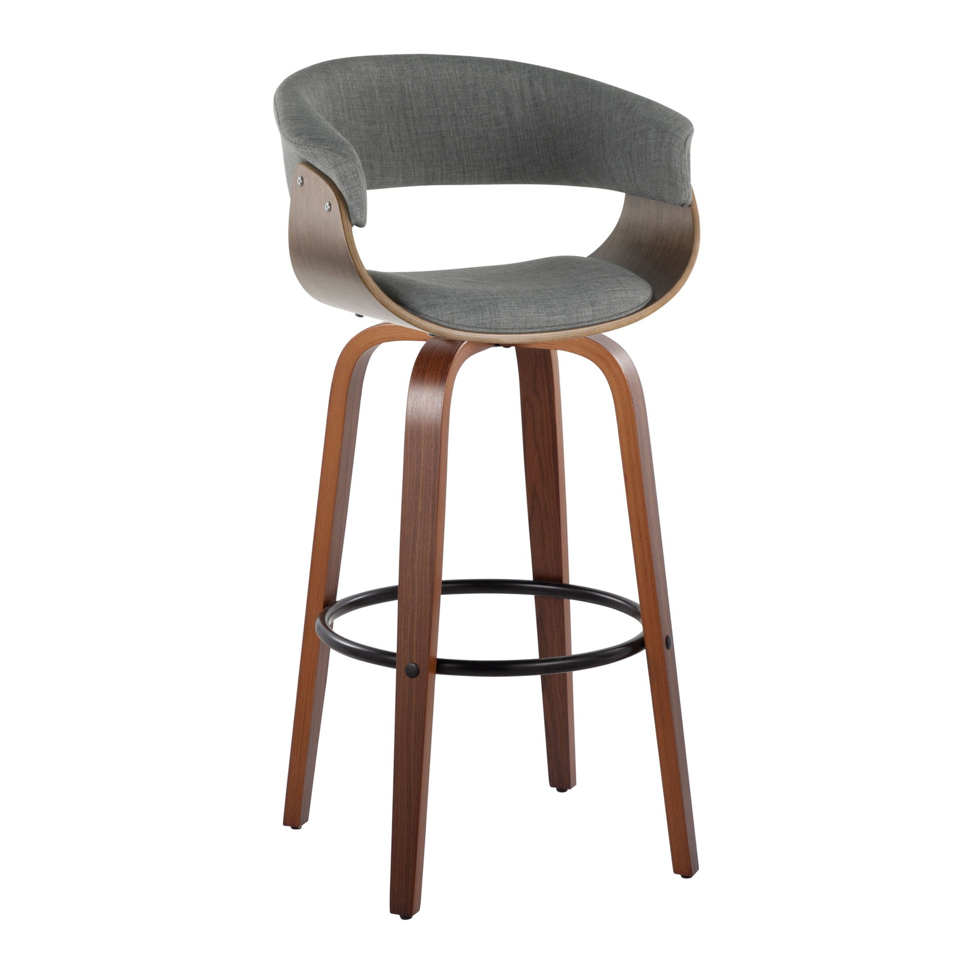 Vintage Mod - Mid Century Modern Fixed Height Barstool With Swivel & Round Footrest (Set of 2) Lumi Source