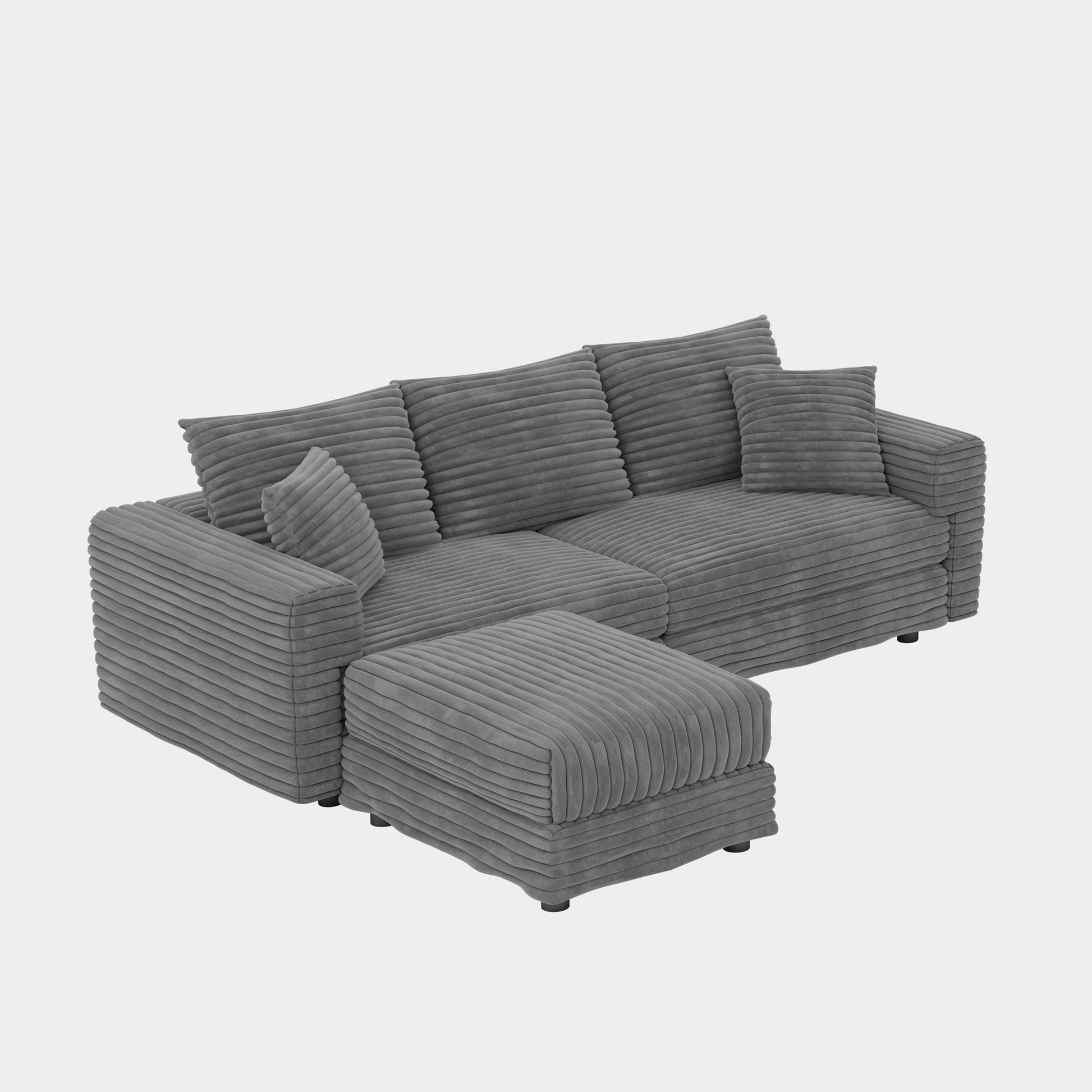 Convertible Deep Seat Sofa With Soft Pillows And Ottomans Home Essentials