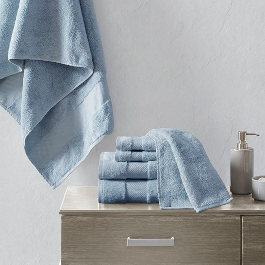 Turkish - 6 Piece Bath Towel Set - Blue