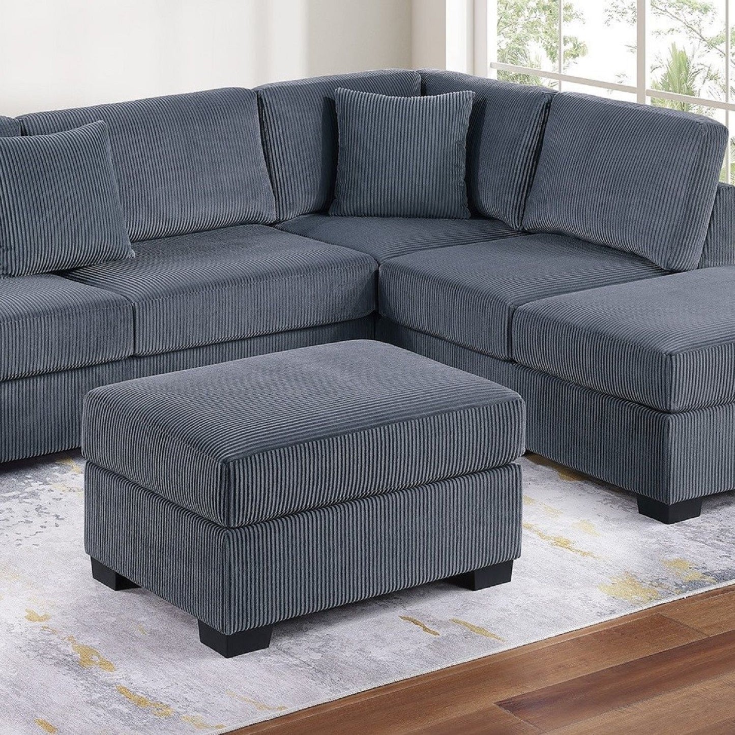 Sectional Sofa Set With Reversible Left / Right Chaise And Matching Cocktail Ottoman Home Essentials