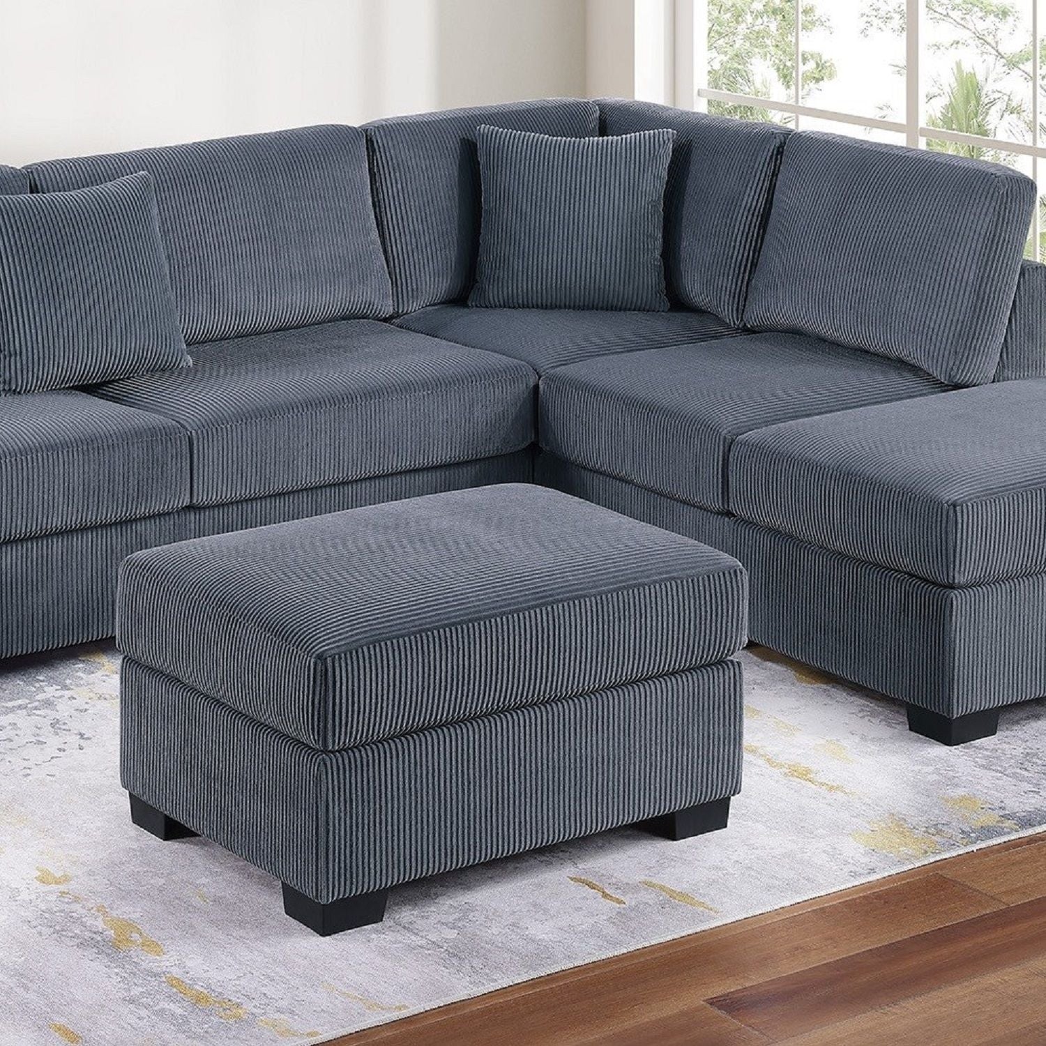 Sectional Sofa Set With Reversible Left / Right Chaise And Matching Cocktail Ottoman Home Essentials