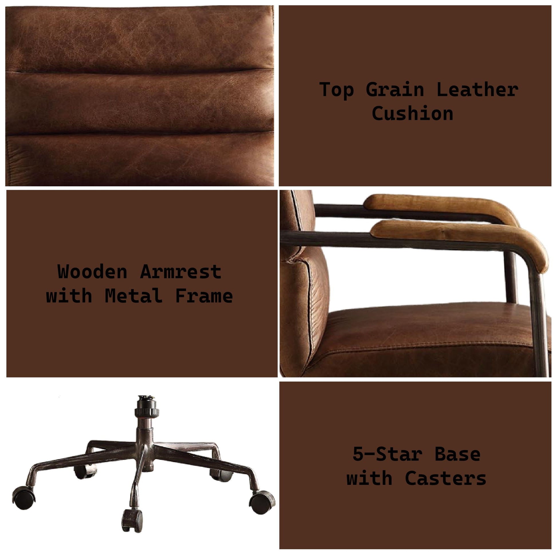 Harith - Retro Top Grain Leather Office Chair Acme