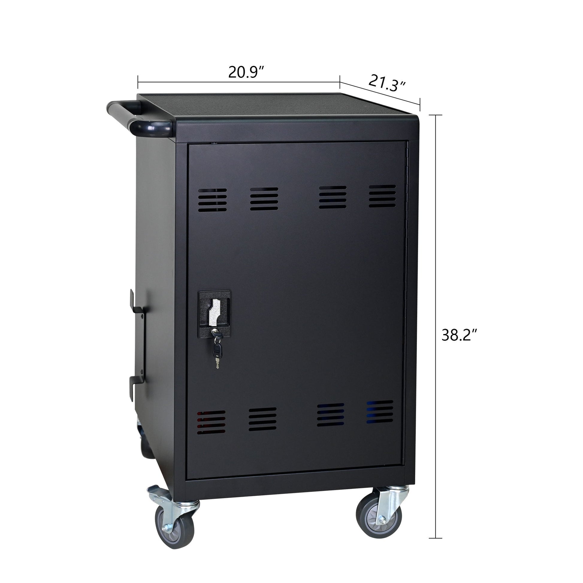32 Bit Device Charging Trolley For Tablets And Laptops With Cable Management, Removable Doors - Matte Black Daily Nest