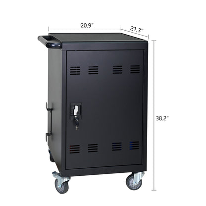 32 Bit Device Charging Trolley For Tablets And Laptops With Cable Management, Removable Doors - Matte Black Daily Nest