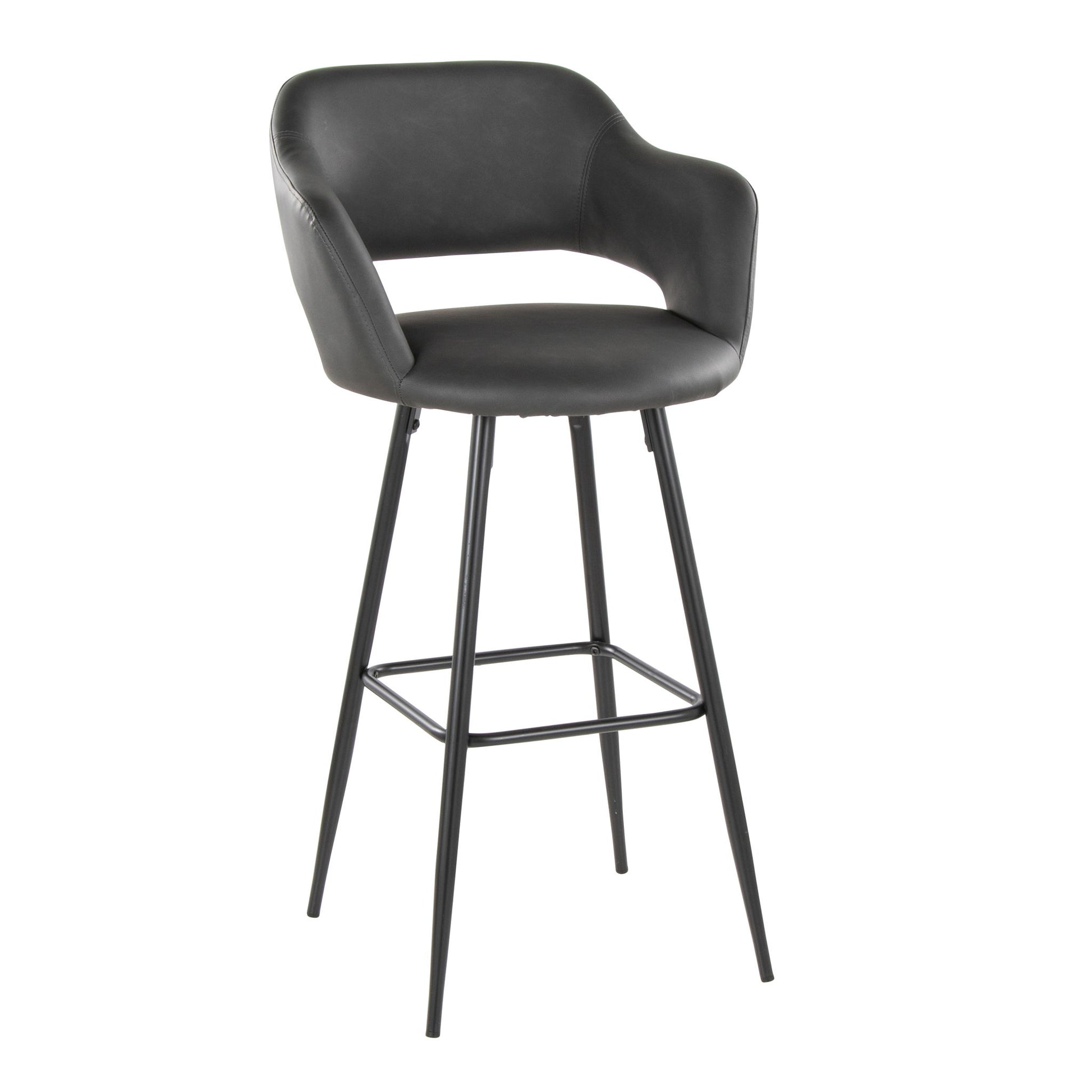 Margarite - Contemporary Fixed Height BarStool With Square Footrest (Set of 2) Lumi Source
