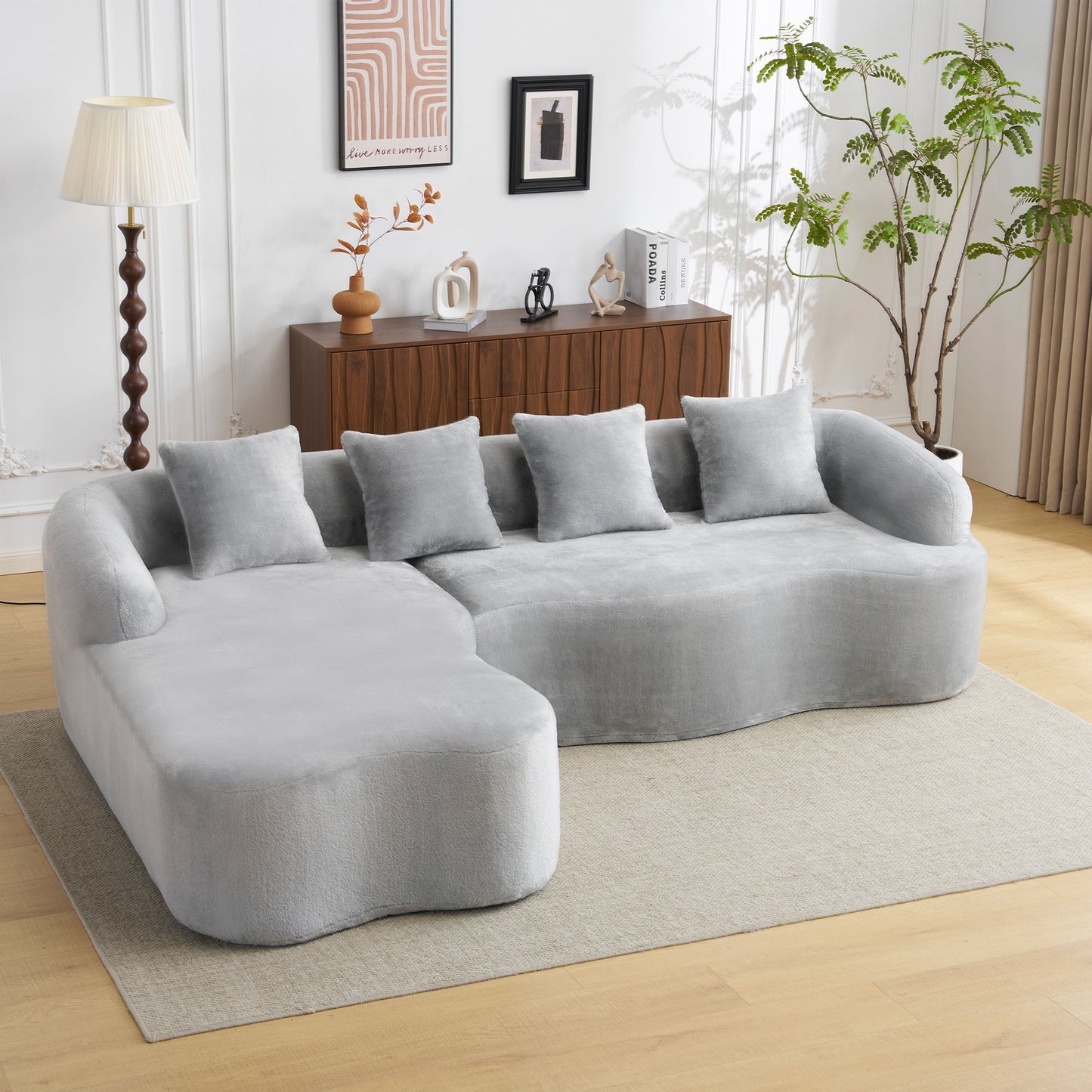Modular L-Shape Sectional Sofa With Curved Chaise Home Essentials
