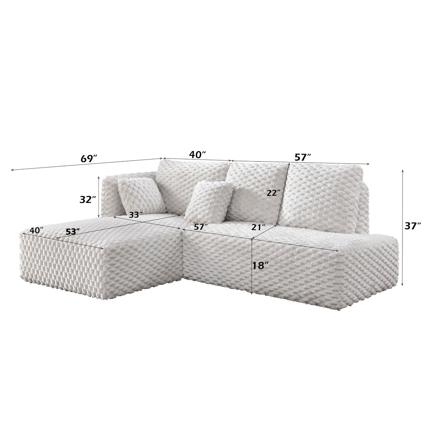 Manya - Sectional Sofa - Ivory Acme