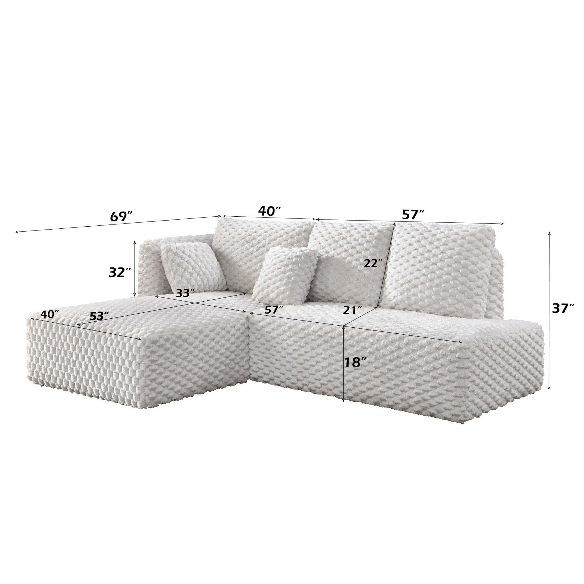 Manya - Sectional Sofa - Ivory Acme