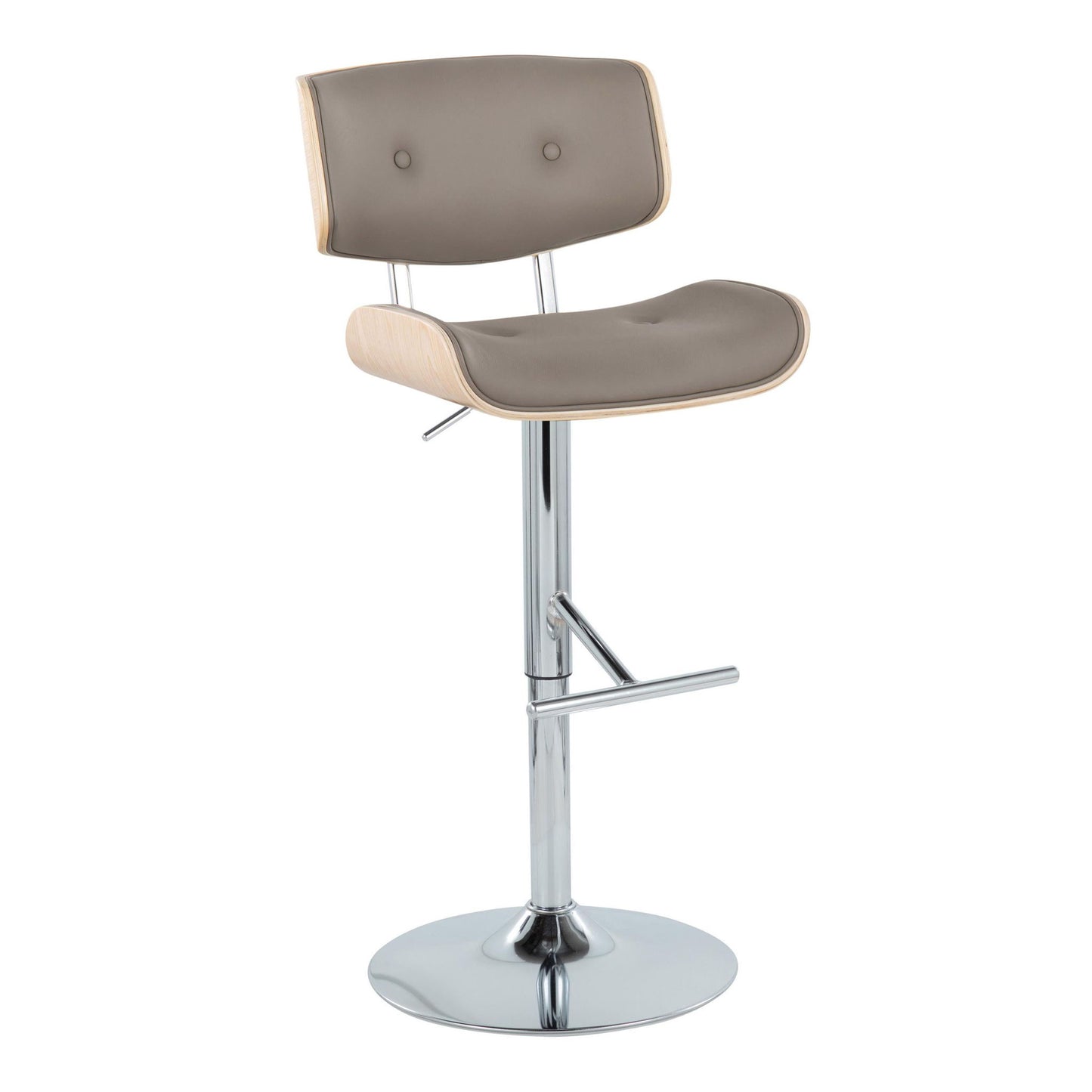Lombardi - Contemporary Adjustable Barstool With Swivel With Straight T Footrest (Set of 2) Lumi Source