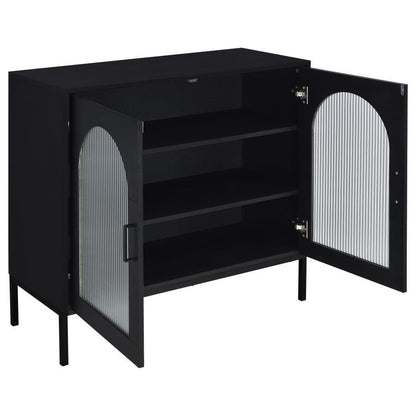 Jess - 2-Door Arched Fluted Glass Accent Cabinet - Black Coaster Fine Furniture