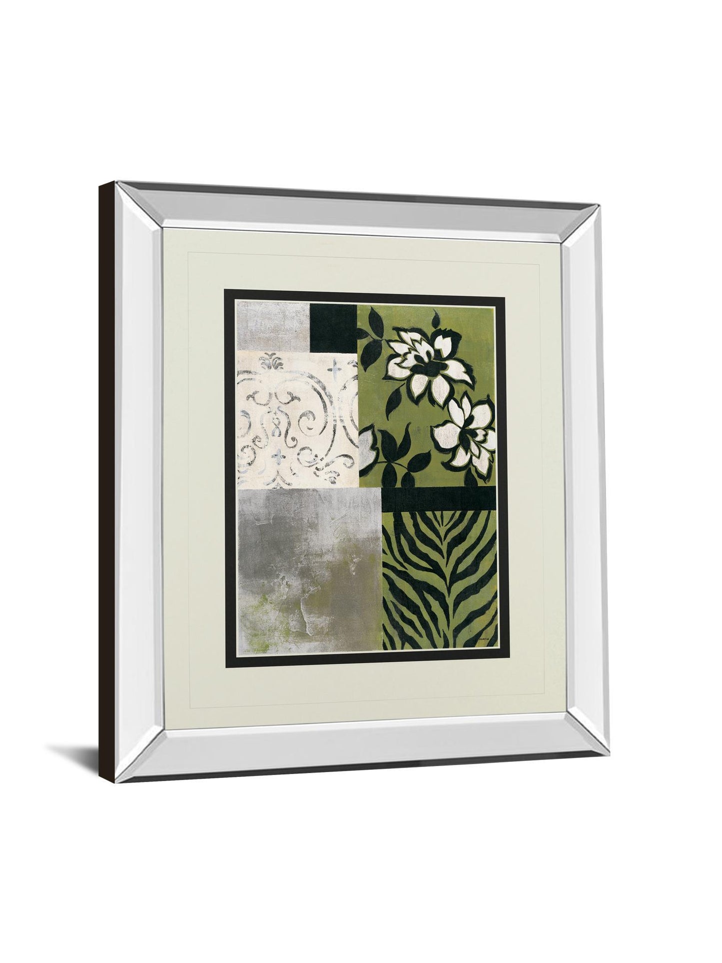 Playing With Patterns Il By Cheryl Martin - Mirror Framed Print Wall Art - Green